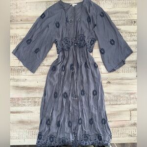 American Eagle Outfitters Gray Floral Long Cover Up